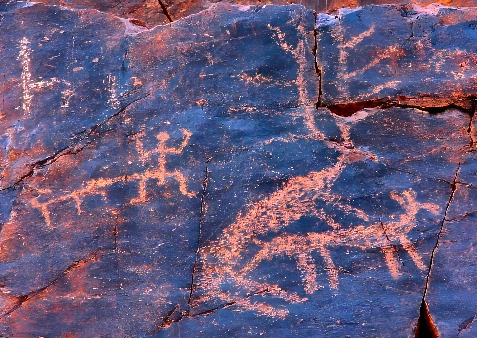 Red-rock petroglyphs by the Assy River