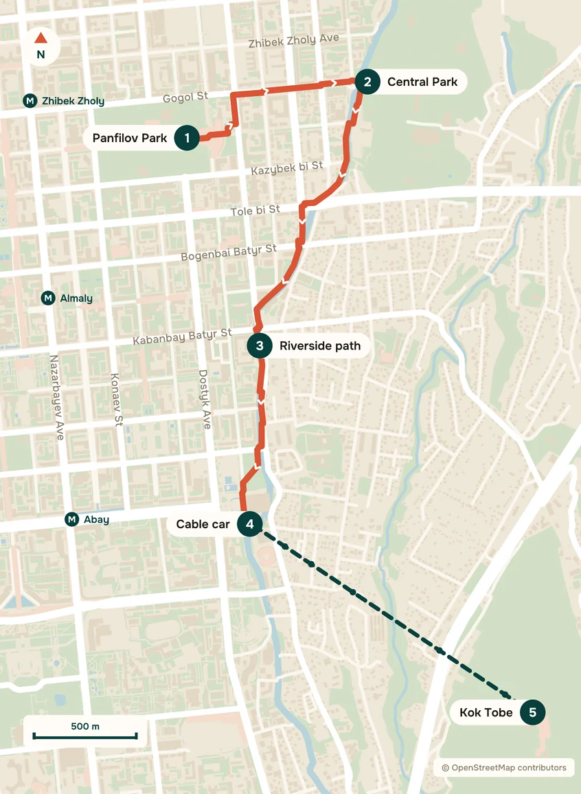 Map of the route: Green Almaty